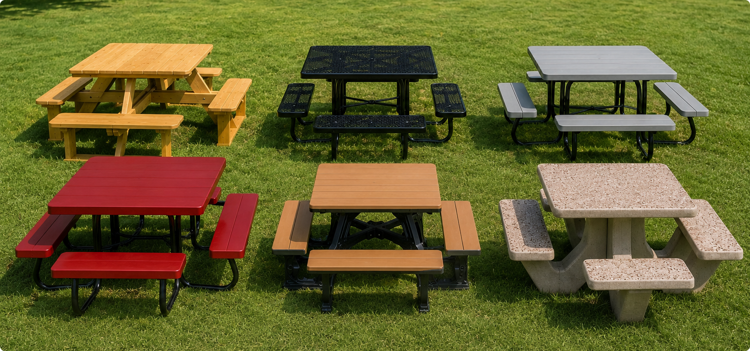 Commercial picnic table material comparison